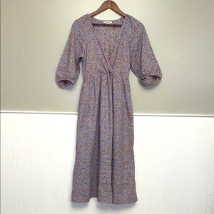 Madewell Blue and Brown Patterned Maxi Dress